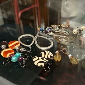 Elegant Silver and Multicolor Earrings Set 11 Pairs